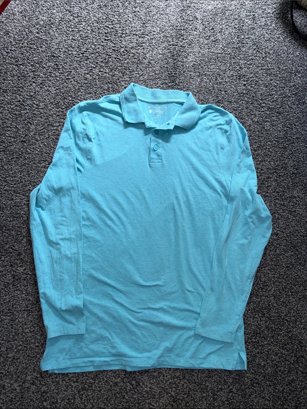Coolibar Men’s Coppitt L/S Weekend Polo Shirt UPF 50+ Light Blue Size Medium